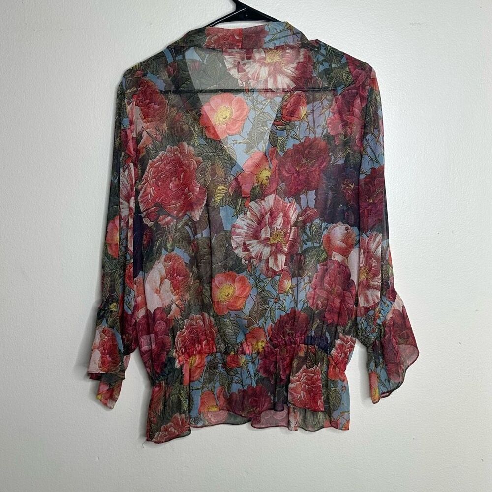 Haute Hippie Silk Blouse Sheer Floral size Small - Picture 7 of 7